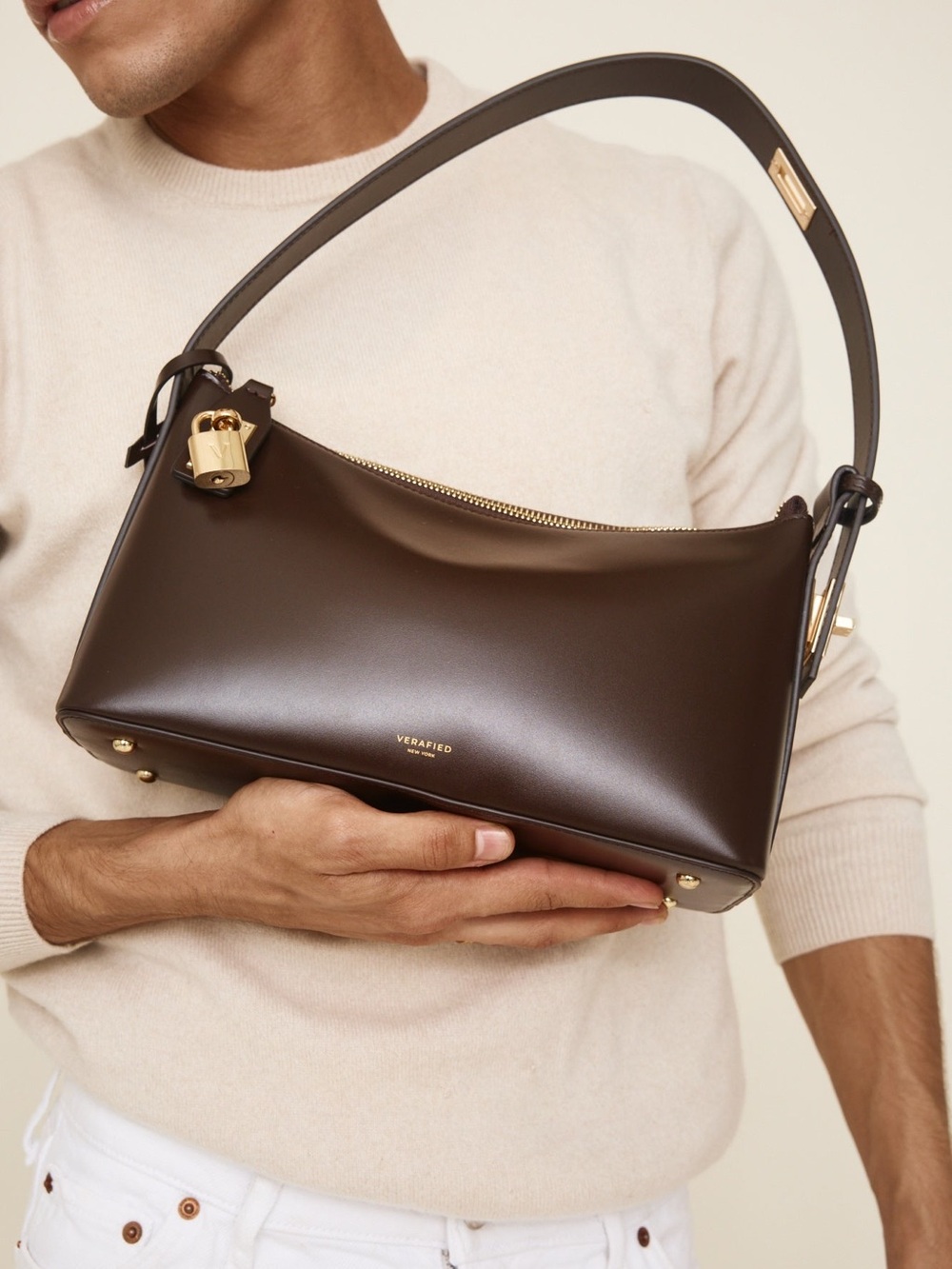 Verafied Hobo Bag in Dark Brown and Gold - Picture 6 of 9